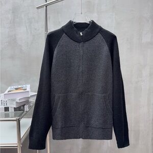 Canada Goose Men's Charcoal and Black Zip-Up Sweater